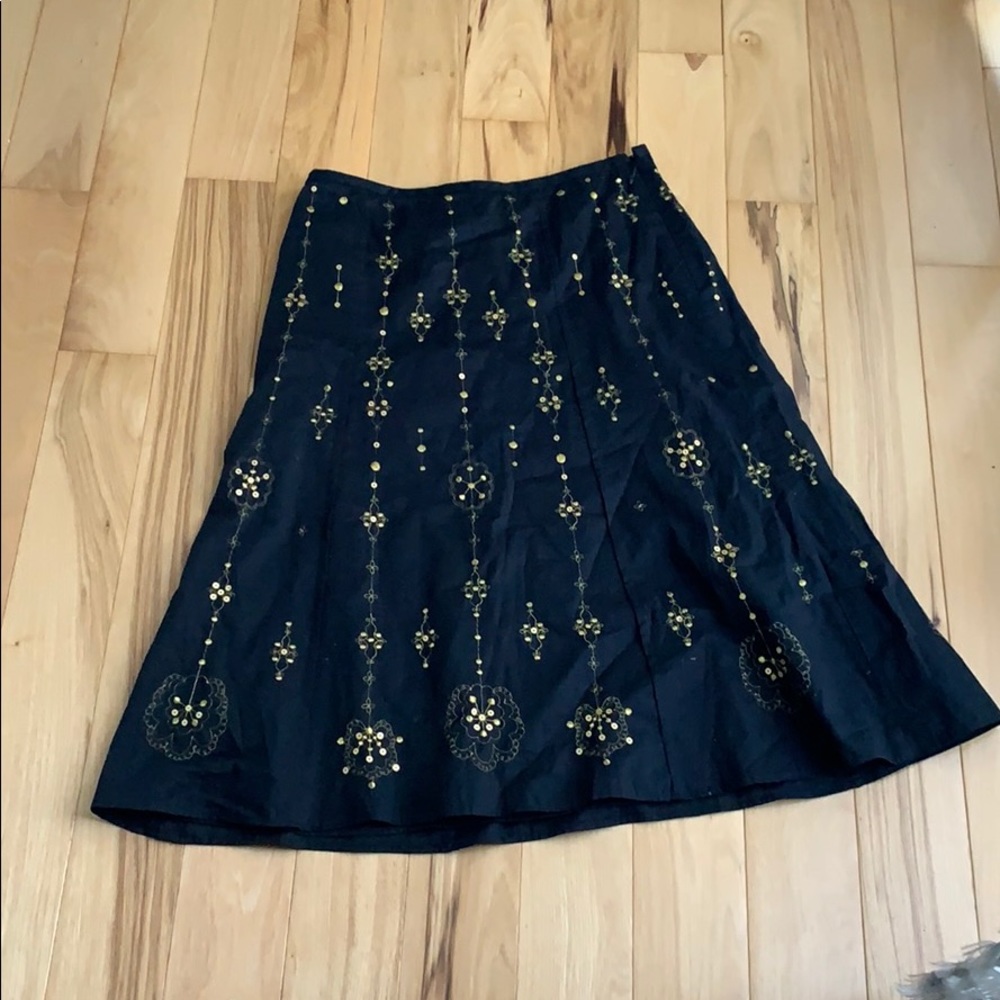 Over knee high navy blue skirt